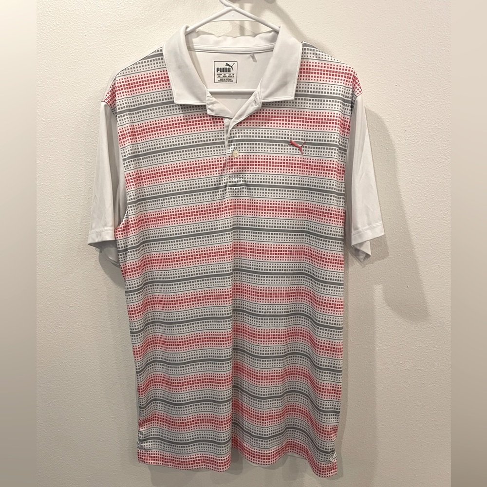 Gray and Red Puma Polo